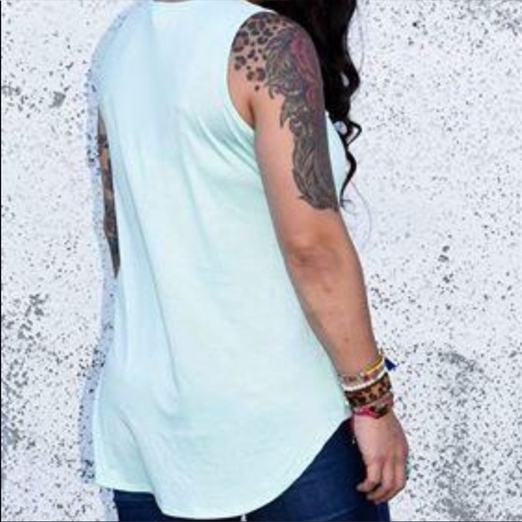 Mint Sleeveless Vneck Tank - Picture 3 of 3